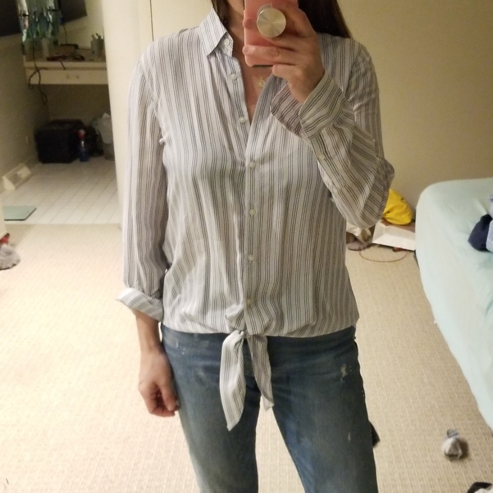 Banana republic tie front button up